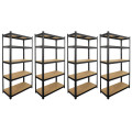 Lot de 4 étagères modulables charges lourdes noire - métal - 5 plateaux - 875 Kg - 180 x 90 x 40cm - rangement garage atelier