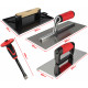 Kit 11 outils maçonnerie - 4 truelles - Taloche - platoir - Auge 10L - Fer à bordure - Torsadeuse fil de fer - Marteau - Burin