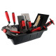 Kit 11 outils maçonnerie - 4 truelles - Taloche - platoir - Auge 10L - Fer à bordure - Torsadeuse fil de fer - Marteau - Burin