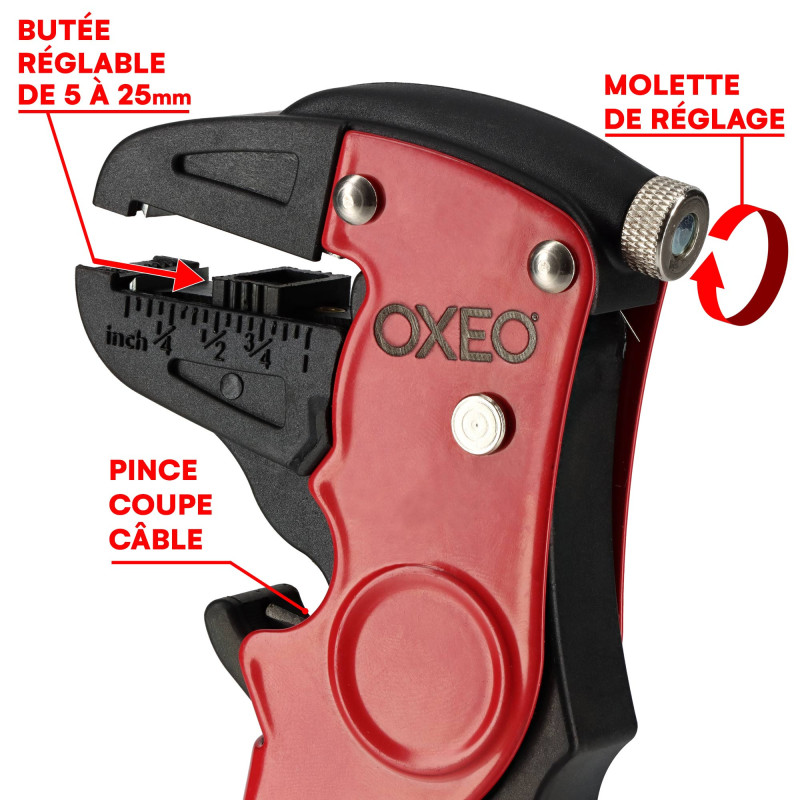 Kit électricien 3 outils - 1 pince coupe câble à cliquet - 1 pince coupante coupe câble - 1 pince à dénuder automatique