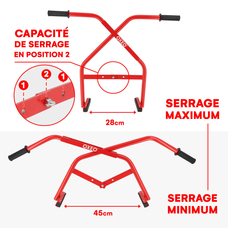 Pince bordure professionnelle - Acier - Capacité serrage réglable 3 positions - Portée 6-45cm - 100kg - Lève bordure Trottoir