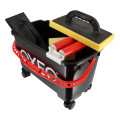 Kit de lavage spécial joints de carrelage pour carreleur - Bac 24L sur roulettes - Taloche éponge - Platoir à jointer - Éponge
