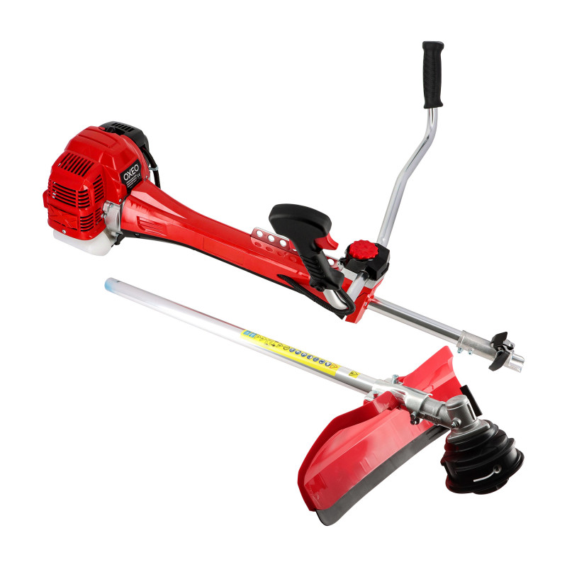 Débroussailleuse thermique professionnelle 62 cm³ - 2 tps - 2en1 - Coupe-bordure - Tête double fil - 2 lames - Anti-vibration