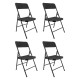Chaises pliantes noires - Lot de 4 chaises pliables de jardin  - Structure en Acier - 150 kg - Fêtes - réceptions - pique-nique