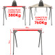Lot de 2 tréteaux pliables léger - Capacité 760kg - Métal - Tréteaux pour atelier et chantier - Largeur 86cm - Ht 79cm