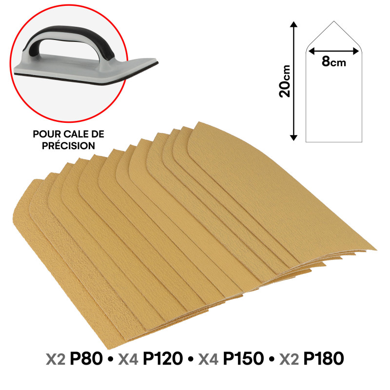 Lot de 48 abrasifs pour kit cales à poncer OXEO - 12 rectangulaires 12 ronds 12 coins 12 détails pointues - Différents Grains