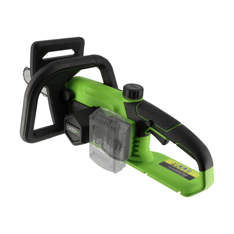 Tronçonneuse sans fil 18V - Longueur de coupe 23cm - Protection main - Etui de protection lame - Batterie 4Ah et chargeur 4A