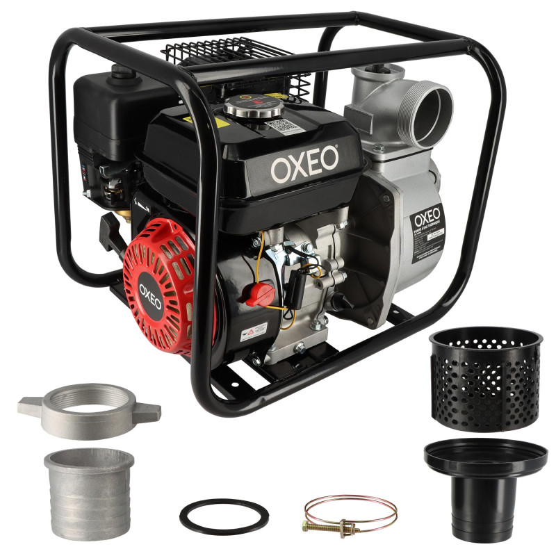 Pompe à eau thermique moteur 5,5CV 4 tps - Débit 1000 Litres par minute - Raccord 3 Pouces - Pompe de Jardin - Ht aspiration 8m